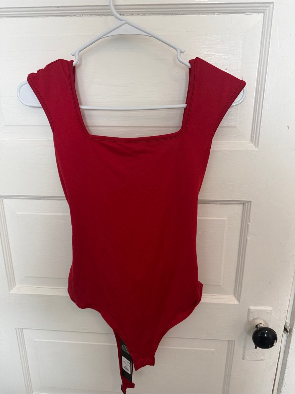 Fashion Nova Red Square Neck Bodysuit